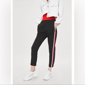Zara Trafaluc Black Track Joggers with Red and white stripe